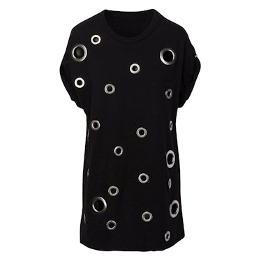Oversize Grommet Tee Shirt in black by Kendall and Kylie