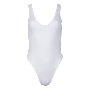 Cotton Rib Wife Beater Bodysuit in white by Kendall and Kylie