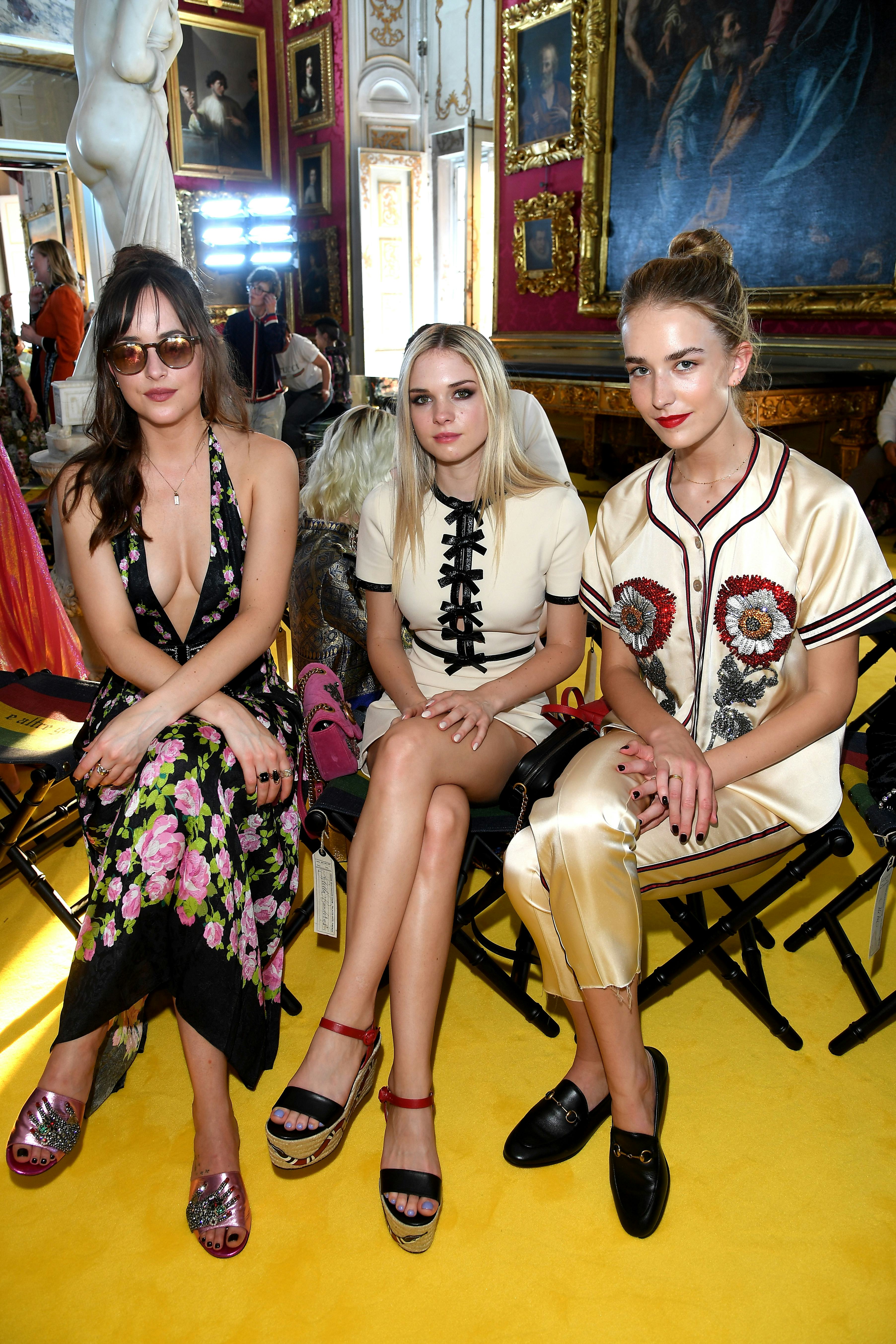 Dakota Johnson Brought Her Two Stunning Younger Sisters to the Gucci Show