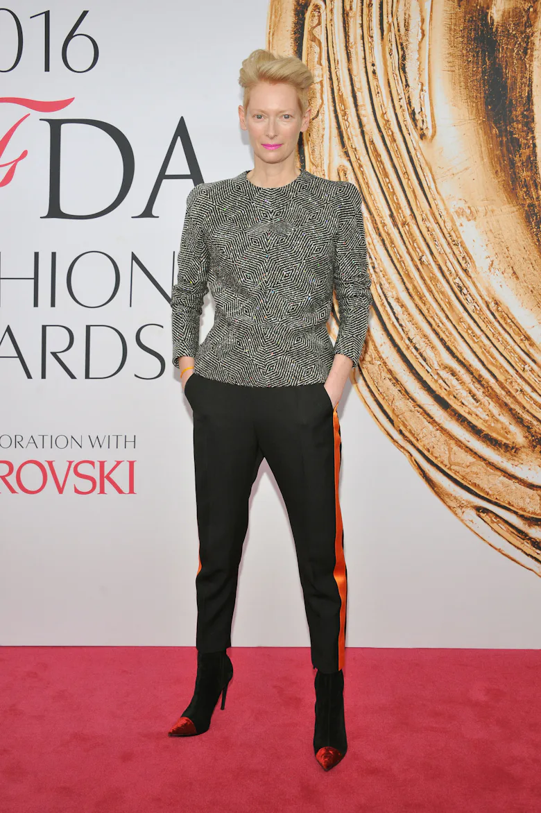 Tilda Swinton at the 2016 CFDA Awards.