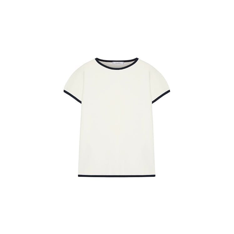 Max Mara, Orchis Stretch-Crepe Top in white and black for the perfect summer outfit