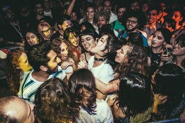 Soko and her fans at her DJ set during her trip to Italy
