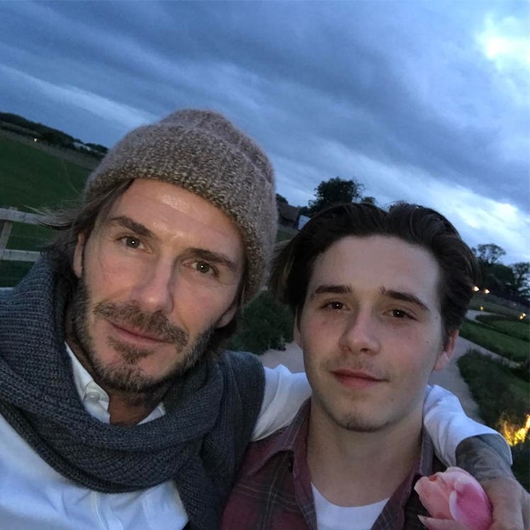 An Instagram selfie post with David Beckham posing with his arm around Brooklyn Beckham 
