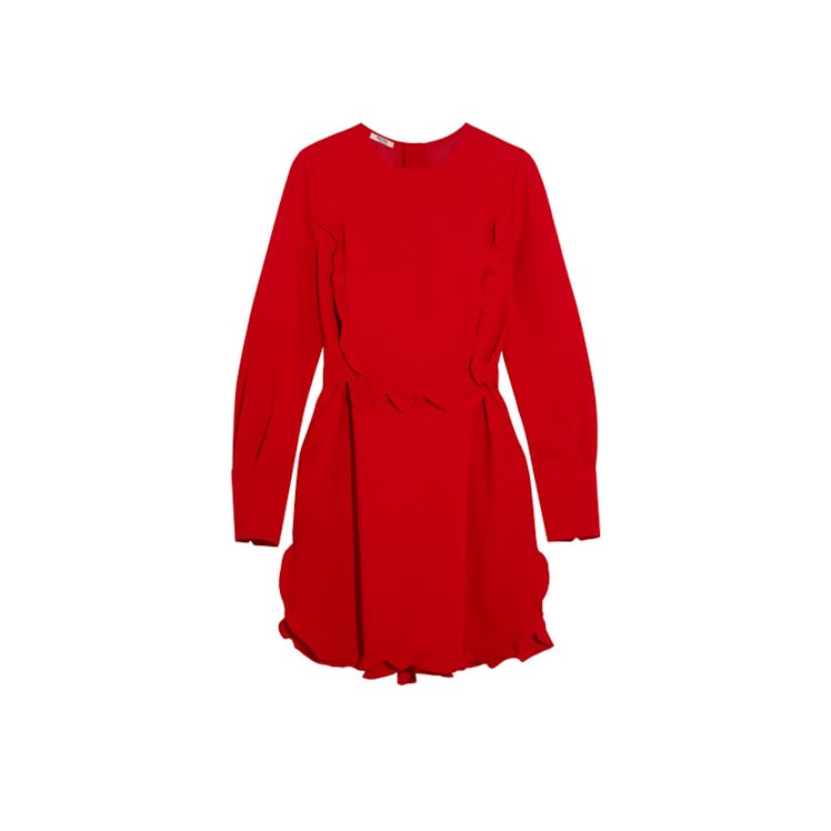 A red Miu Miu Ruffled cady mini dress