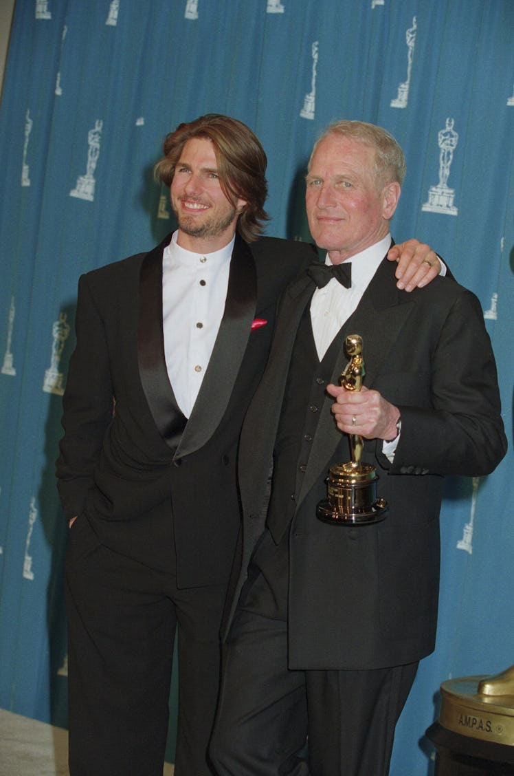 Tom Cruise with Paul Newman Holding an Oscar