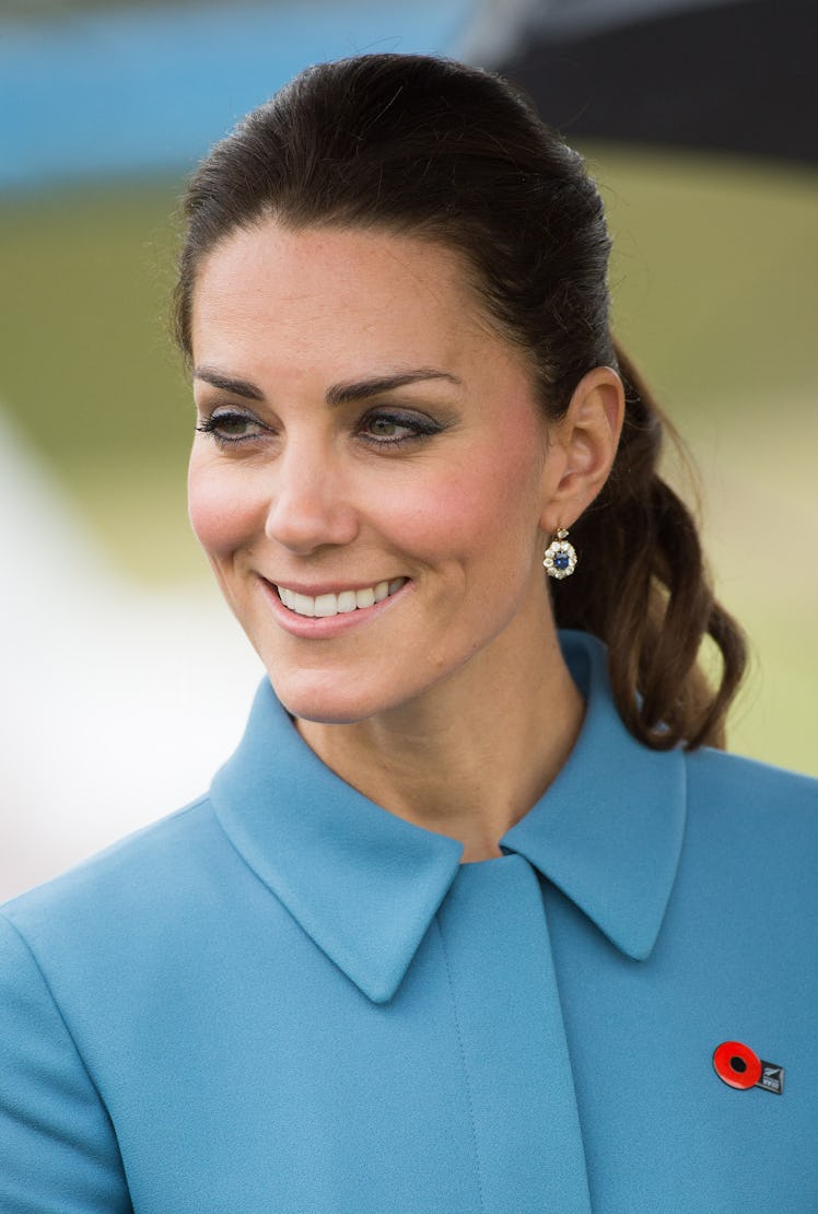 Catherine, Duchess of Cambridge smiles as she attends a WW1 commemorative and Flying Day at Omaka Av...