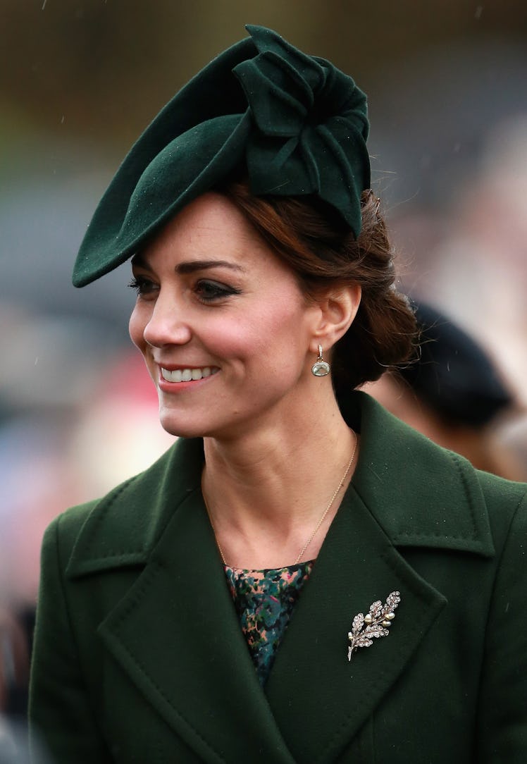 Catherine, Duchess of Cambridge attends a Christmas Day church service at Sandringham on December 25...