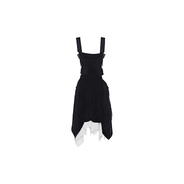 A black and white Isabel Marant Oury Asymmetrical Sleeveless Dress