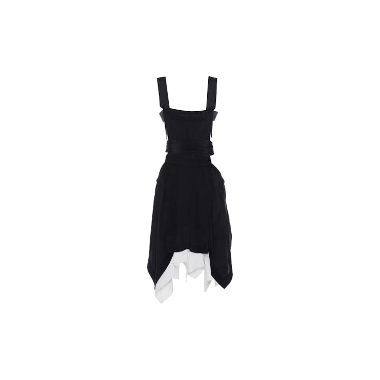 A black and white Isabel Marant Oury Asymmetrical Sleeveless Dress
