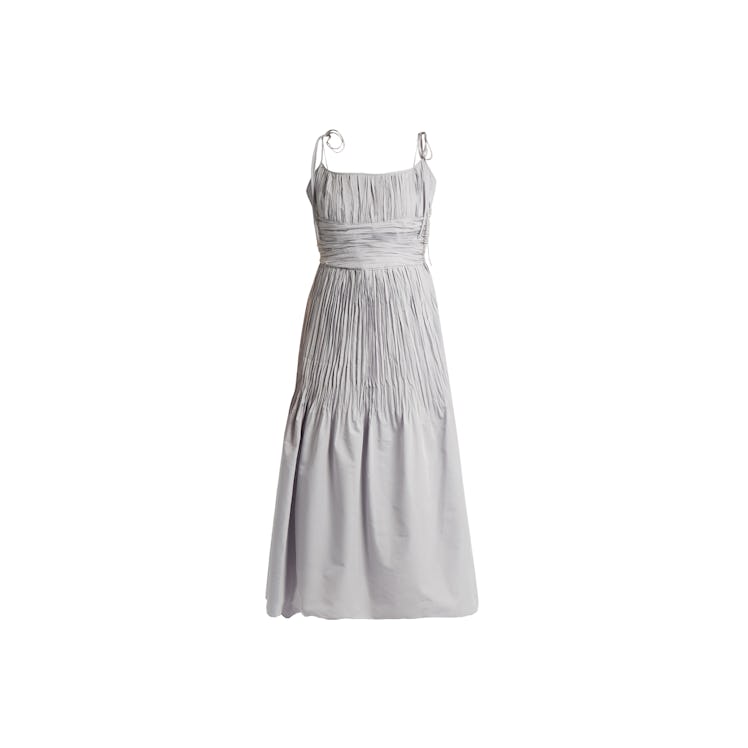 A white Brock Didier ruched cotton and silk-blend dress