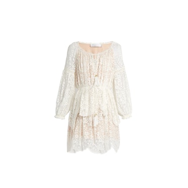 A white lace Zimmerman Gossamer floral-embroidered silk dress