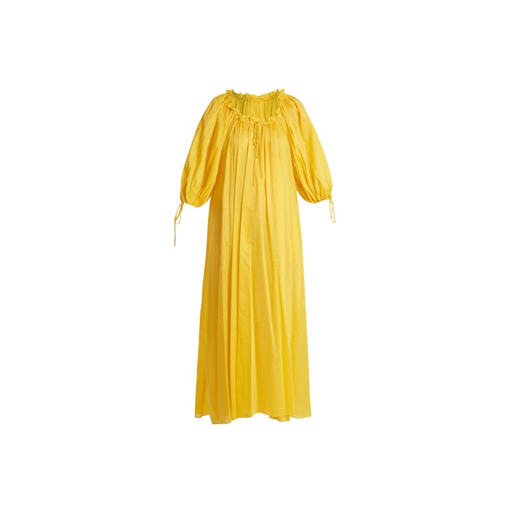 A yellow Three Graces London Almost a Honeymoon cotton dress