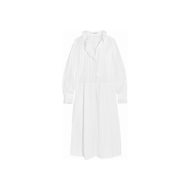 A white Sonia Rykiel broderie anglaise-trimmed cotton-sateen shirt dress 