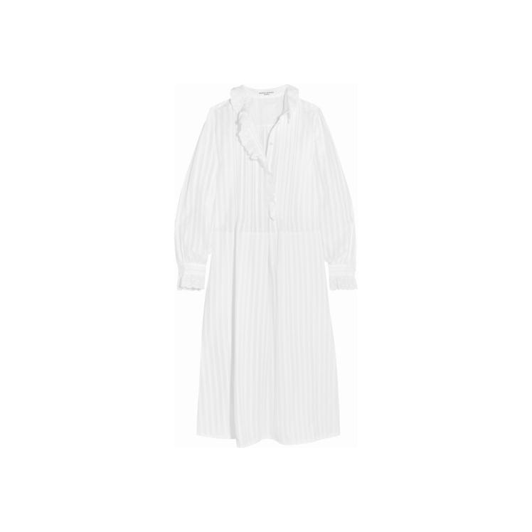 A white Sonia Rykiel broderie anglaise-trimmed cotton-sateen shirt dress 