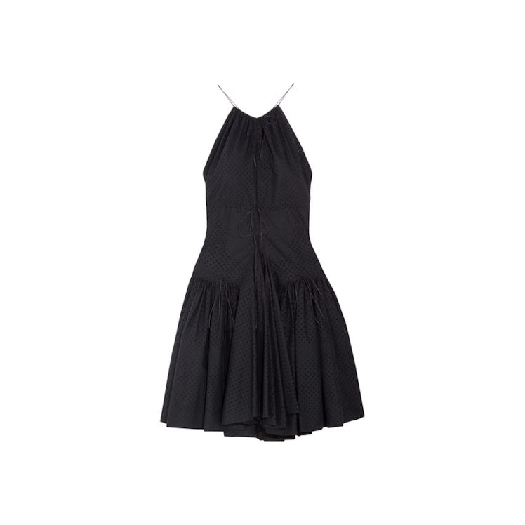 A black Alaia Perforated cotton mini dress