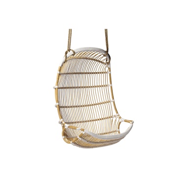 Serena and Lily handmade hanging Rattan chair with sculptural frame scooped