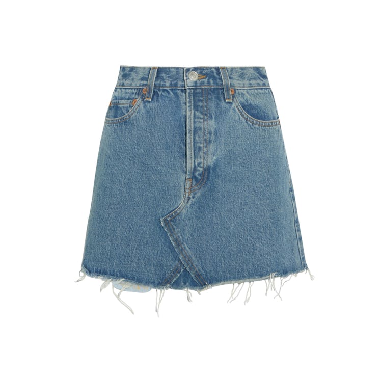 RE/DONE Originals distressed denim mini skirt