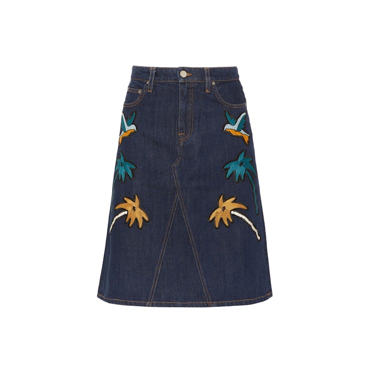 Victoria Beckham embroidered denim skirt