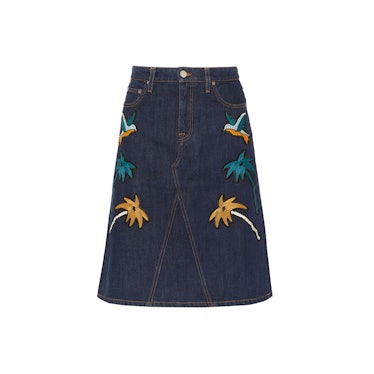 Victoria Beckham embroidered denim skirt