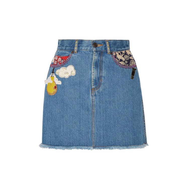 Marc Jacobs embellished frayed denim mini skirt