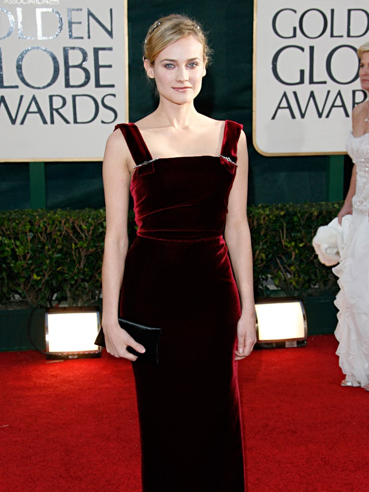 Diane Kruger in a red velvet dress at the Golden Globes