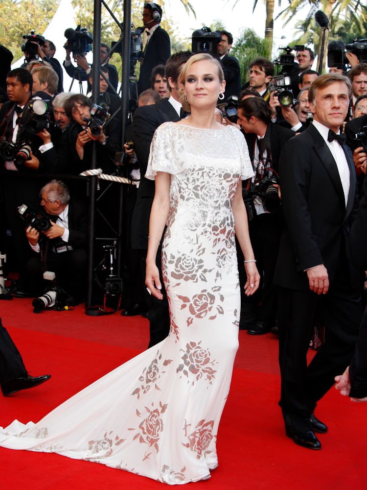 Diane Kruger in a white floral dress at the 62nd Cannes Film Festival