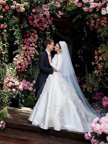 Miranda Kerr and Snapchat CEO Evan Spiegel on their wedding day