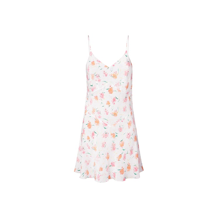 Lemaire floral-print slip dress in white with orange floral print