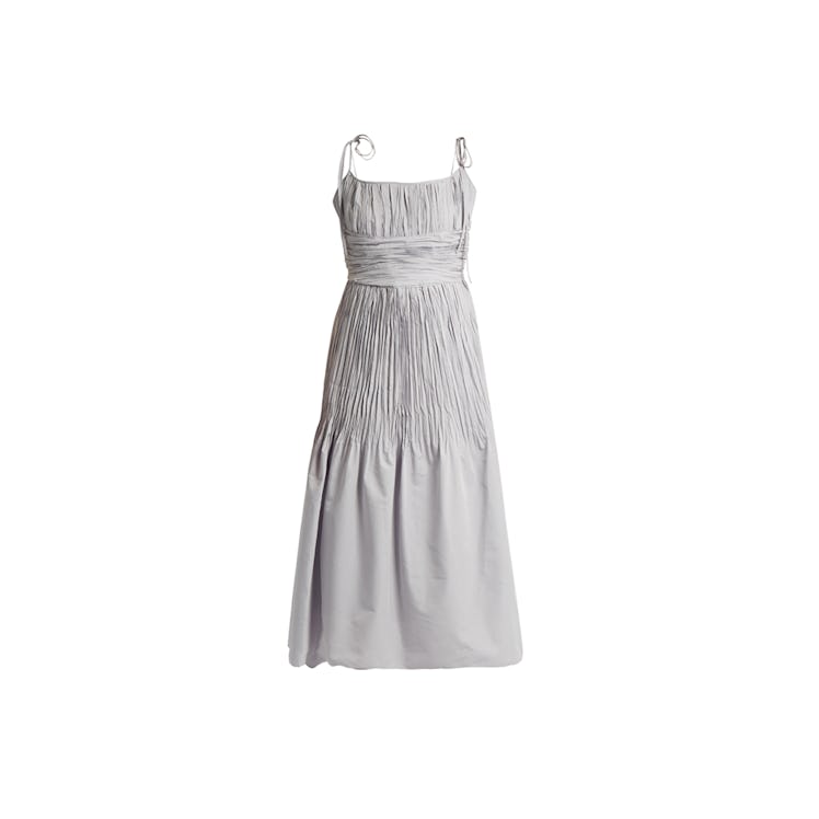 Brock Didier ruched cotton and silk-blend dress in grey
