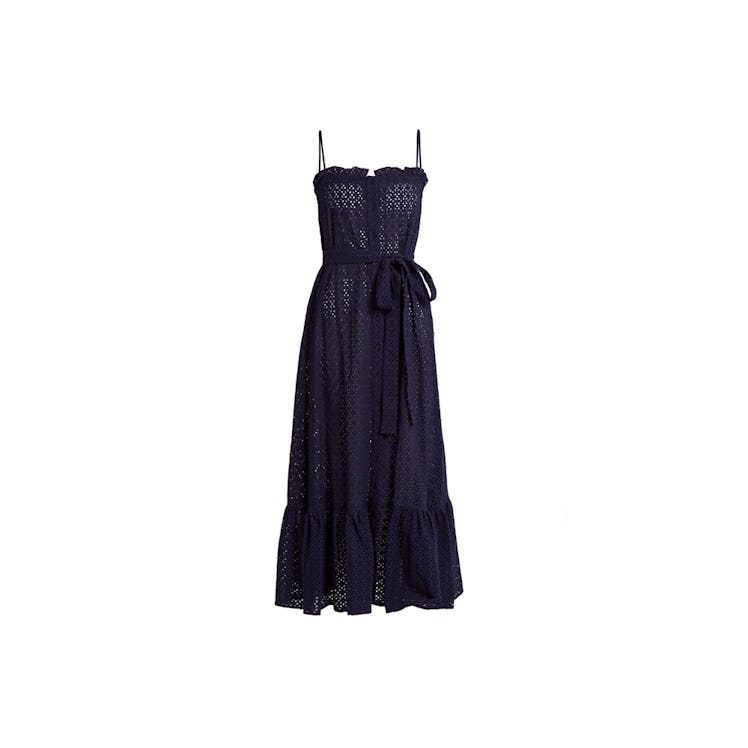 Lisa Marie Fernandez ruffled-hem broderie-anglaise cotton slip dress in black