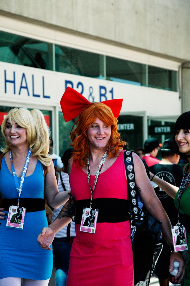 Visitor wearing costumes at the 2017 Comic-Con International, held in San Diego