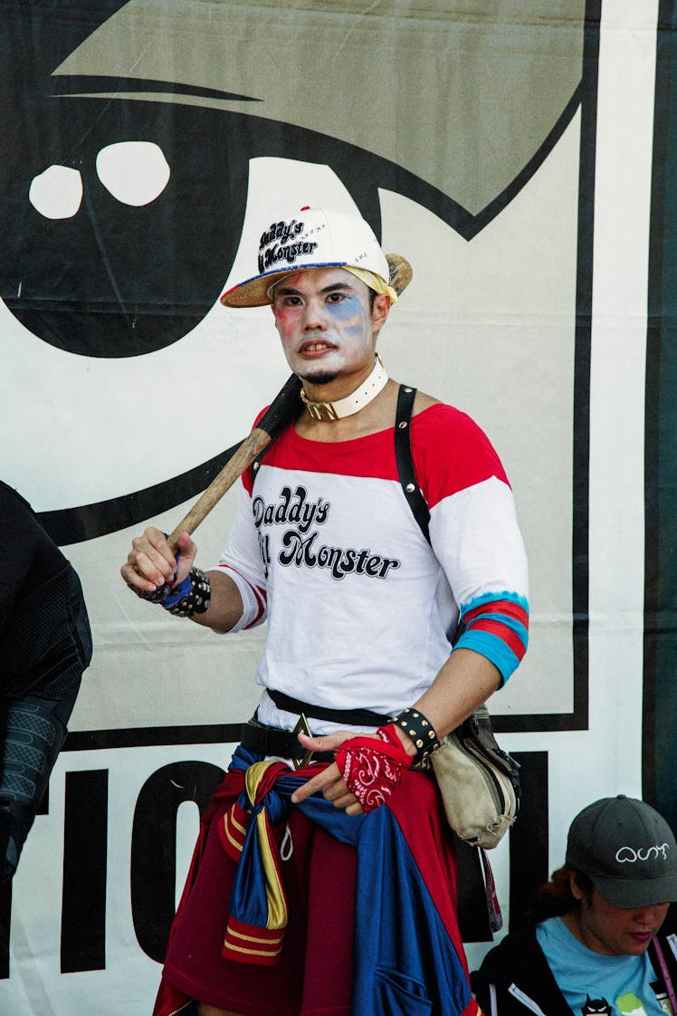A visitor wearing as Harley Quinn at the 2017 Comic-Con International, held in San Diego