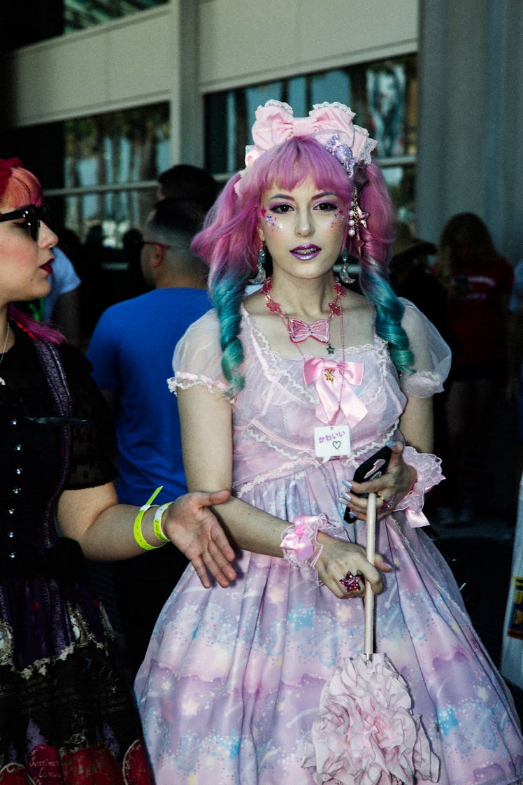 A woman wearing Anime costume at the 2017 Comic-Con International, held in San Diego