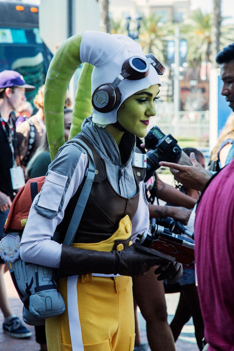 A woman wearing the Hera Syndulla costume at the 2017 Comic-Con International, held in San Diego