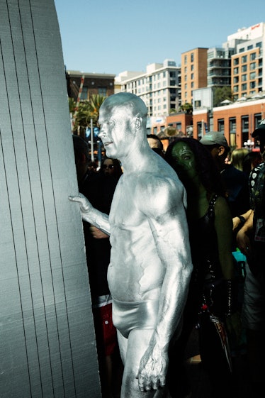 A man dressed as Silver Surfer at the 2017 Comic-Con International, held in San Diego