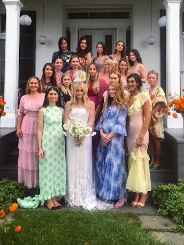 Sarah Staudinger of Staud, Mary-Kate and Ashley Olsen, and Harley Viera-Newton at the wedding of for...