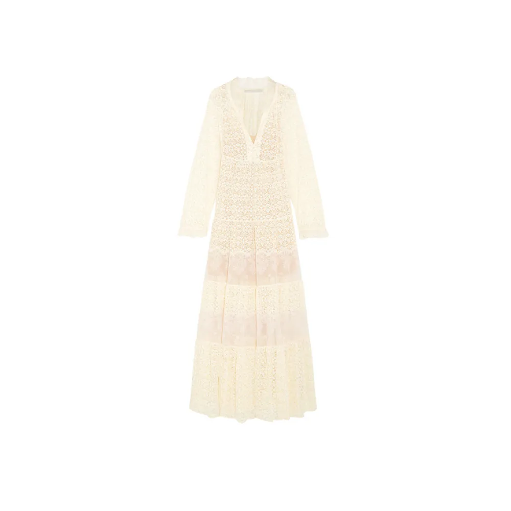 knee length dresses for ladies STELLA MCCARTNEY KIDS Ivory White Lace Top Chiffon Dress 3 Years main image 1