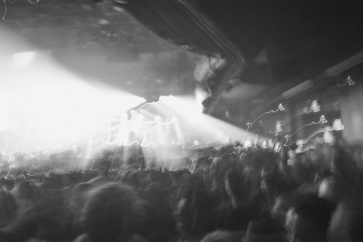 Blurred image of lights at Action Bronson's concert