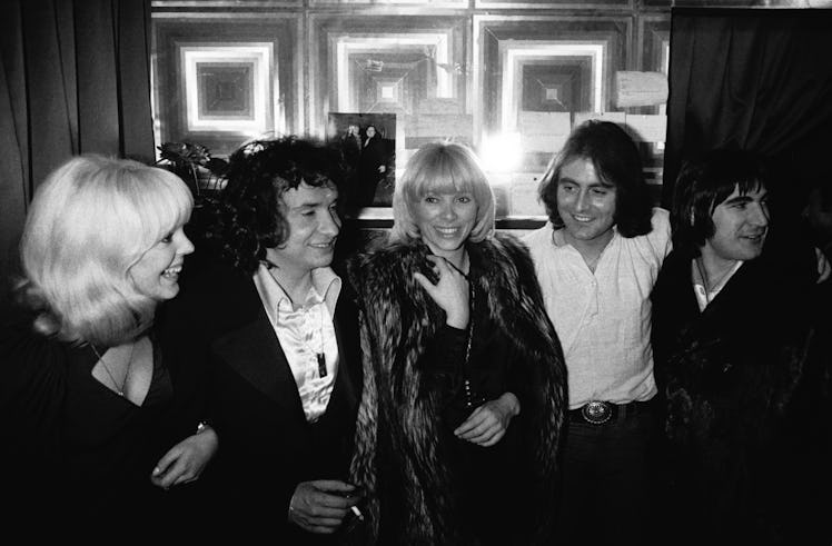 Michel Sardou, Mireille Darc, Michel Delpech et Serge Lama en 1974