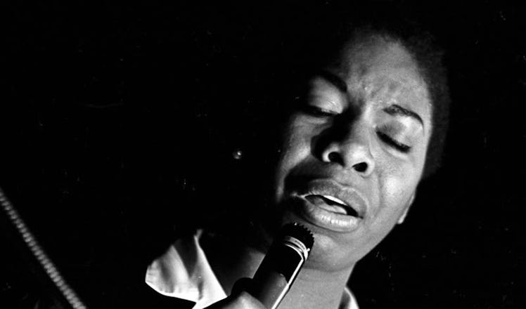 Nina Simone performing at a rally during the march from Selma to Mongomery