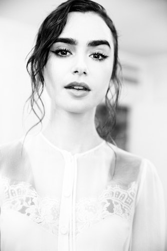 Lily Collins Channels Audrey Hepburn in a Cocktail Dress and