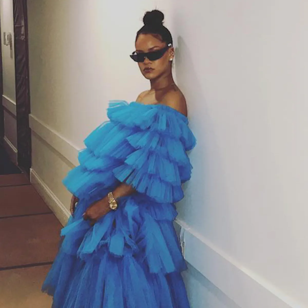 Rihanna Wore a Tulle Ballgown with Sneakers Because, You Know, Tuesdays Rihanna Wore a Tulle Ballgown with Sneakers Because, You Know, Tuesdays