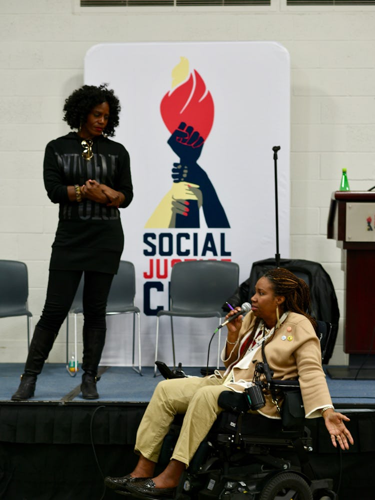 An activist giving speech at the 2017 Women’s Convention