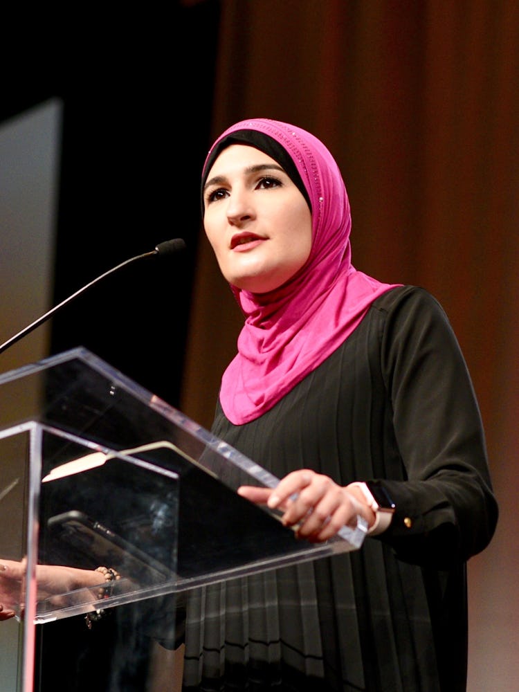 Women’s March organizer, Linda Sarsour, giving speech at the 2017 Women’s Convention