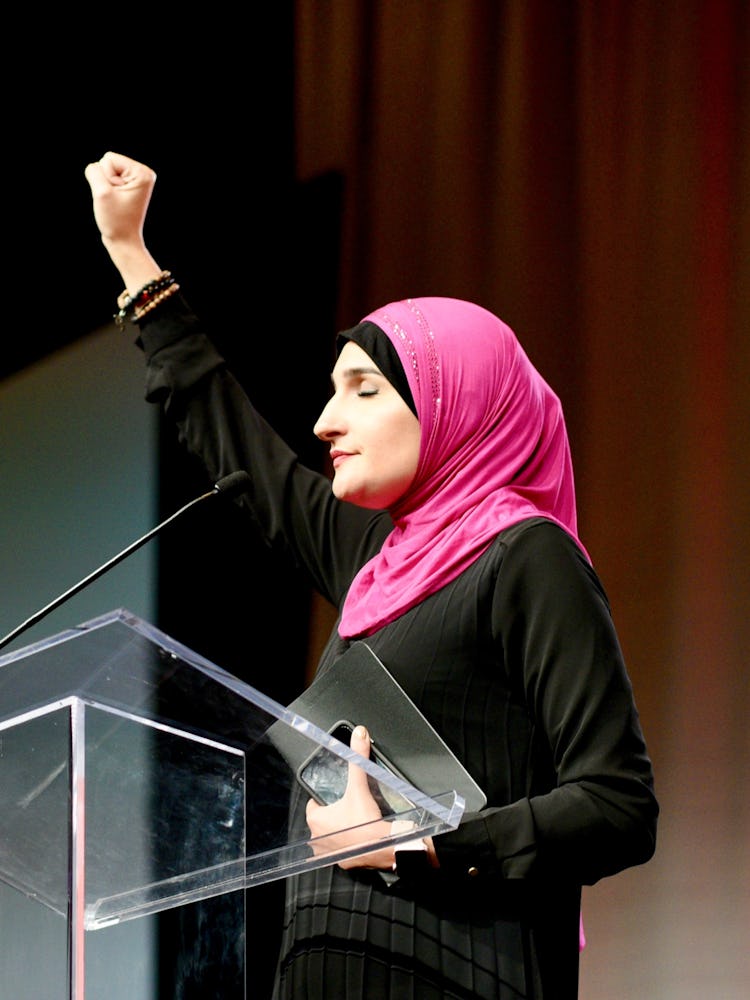 Activist giving speech at the 2017 Women’s Convention, hosted in Detroit
