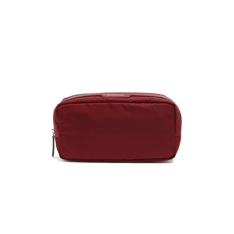 Anya Hindmarch Essentials washbag in burgundy-red nylon