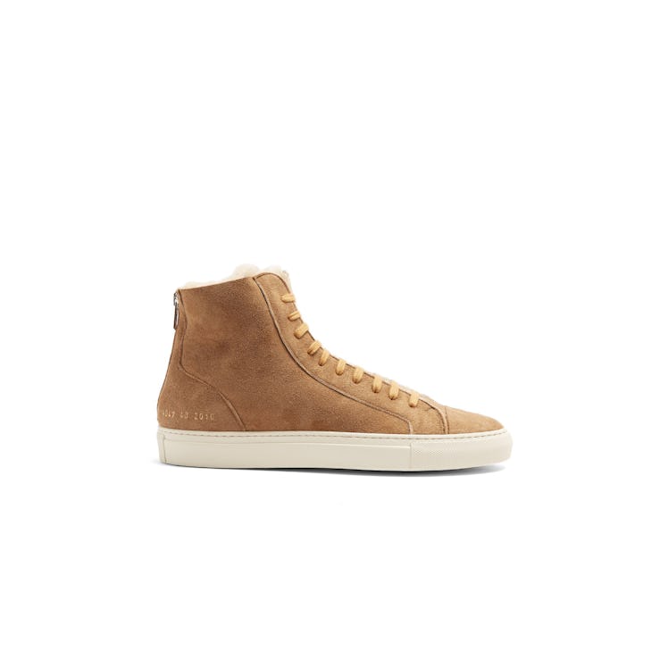 Common Projects Tournament mid-top light camel-brown suede trainers