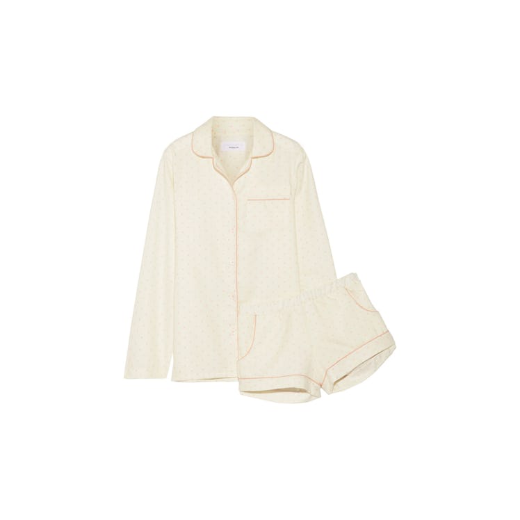 Three J NYC printed pajama set in cream and blush cotton 