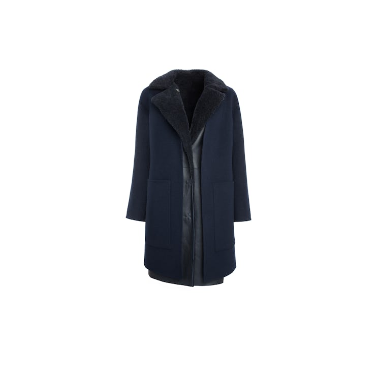 Yves Salomon oversized 2-in-1 night blue cashmere coat 