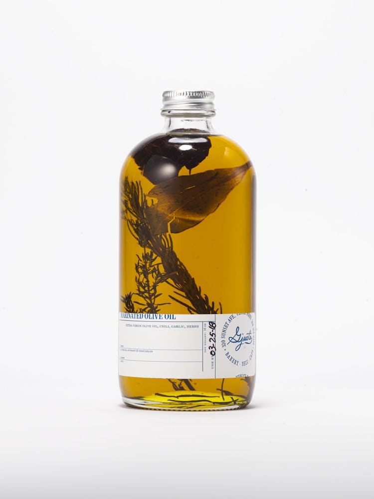 Gjusta olive oil in a bottle